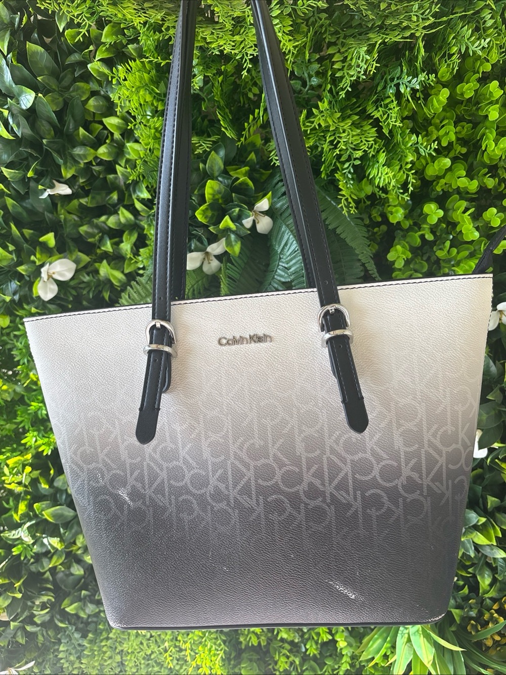 Calvin Klein Black and White Ombre Logo Tote